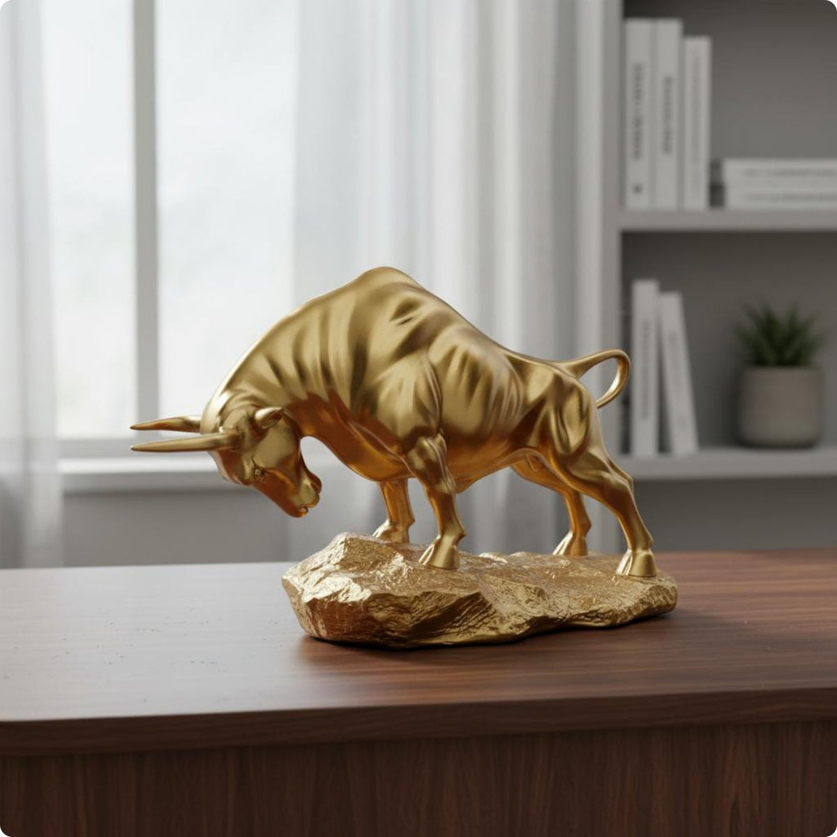 Resin Bull Statue Gift Idea Bull Resin Figurine Creature-Themed for Living Room
