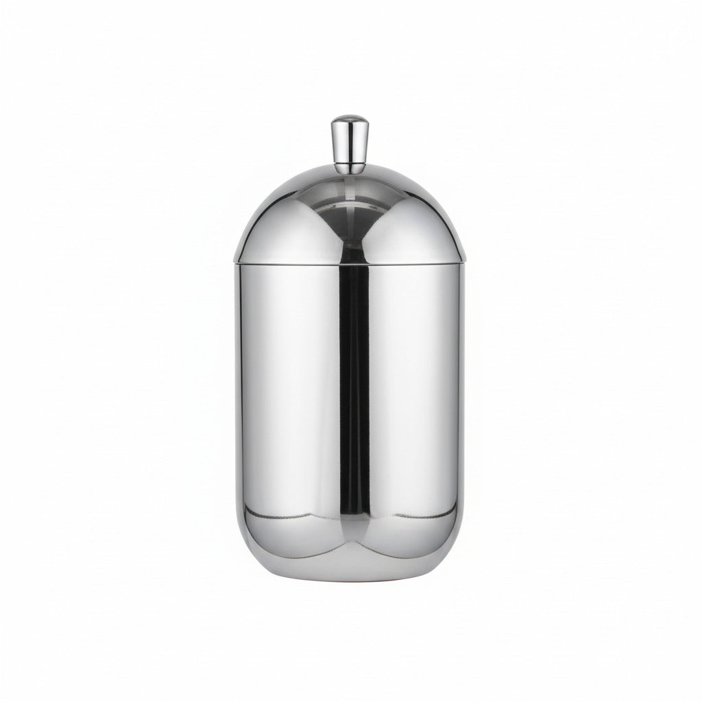 304 Stainless Steel Cotton Swab Holder with Lid, Modern Minimalist for Bathroom