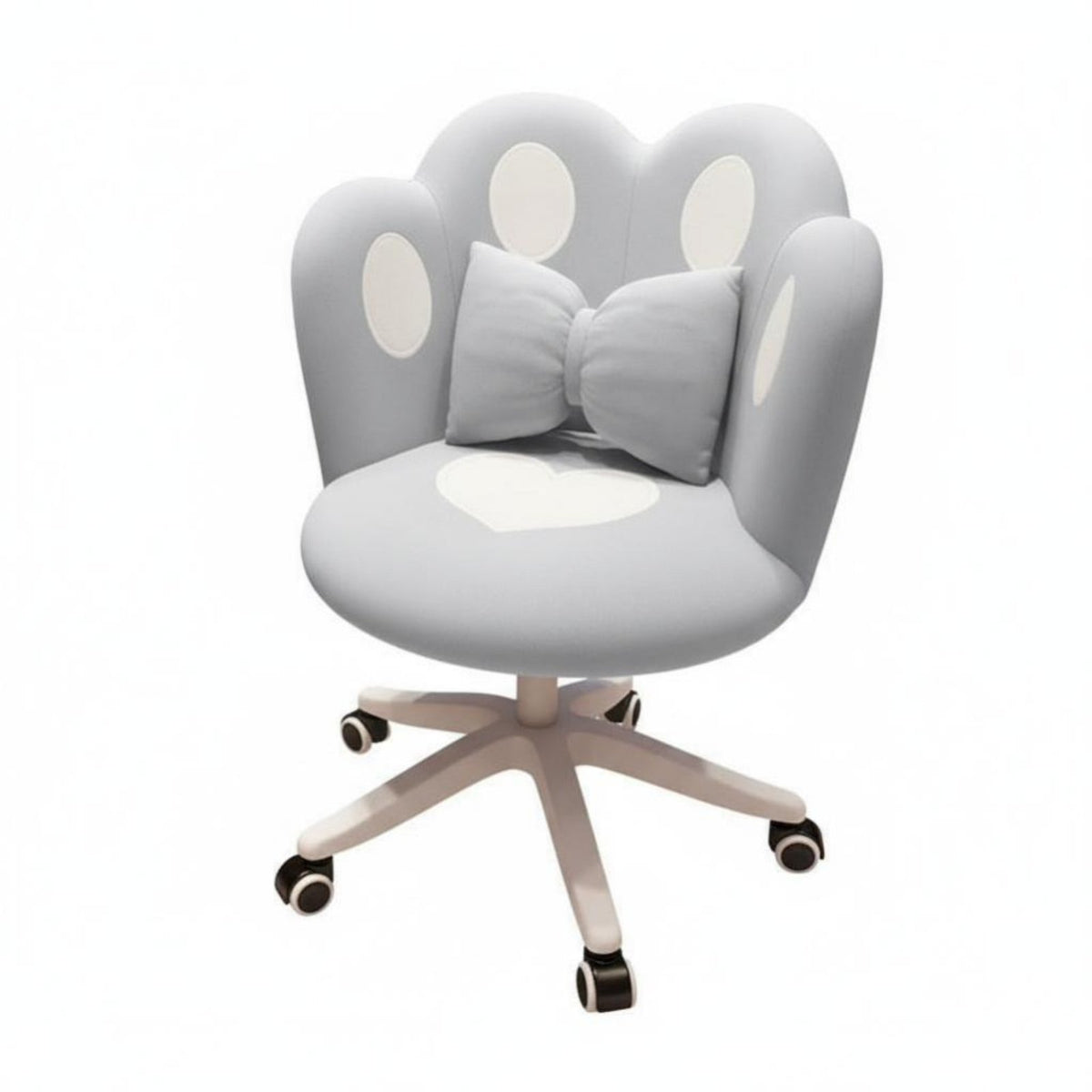 Upholstered Rolling Chair Ergonomic Backrest for Bedroom, Dorm Room, Students