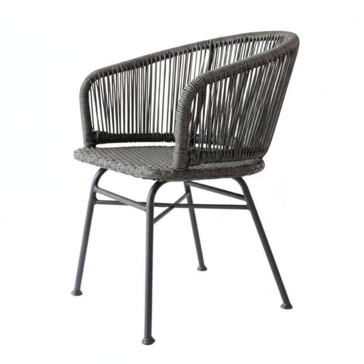 Woven Backrest Armchair Nordic Design Patio Chair Minimoutsideist Design Weather-Resistant for Homeowners, Boutsidecony