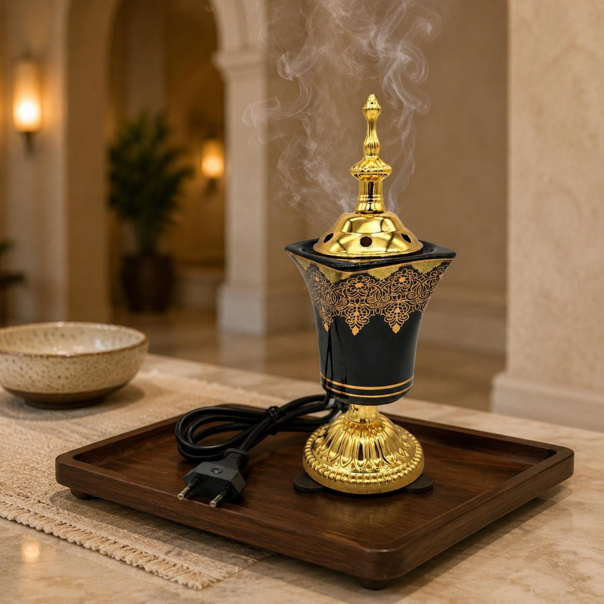 Electric Incense Burner Electric Ceramic Incense Burner Home Decor Floral Filigree Vented for Indoor Use