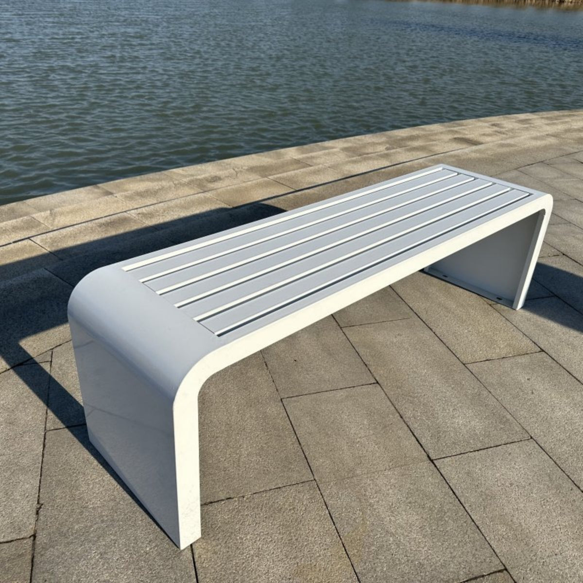 Metal Slat Bench Waterproof Galvanized Steel Long Stool Anti Backless Park Bench for Pedestrians, Courtyards, Shopping Malls, Sidewalk