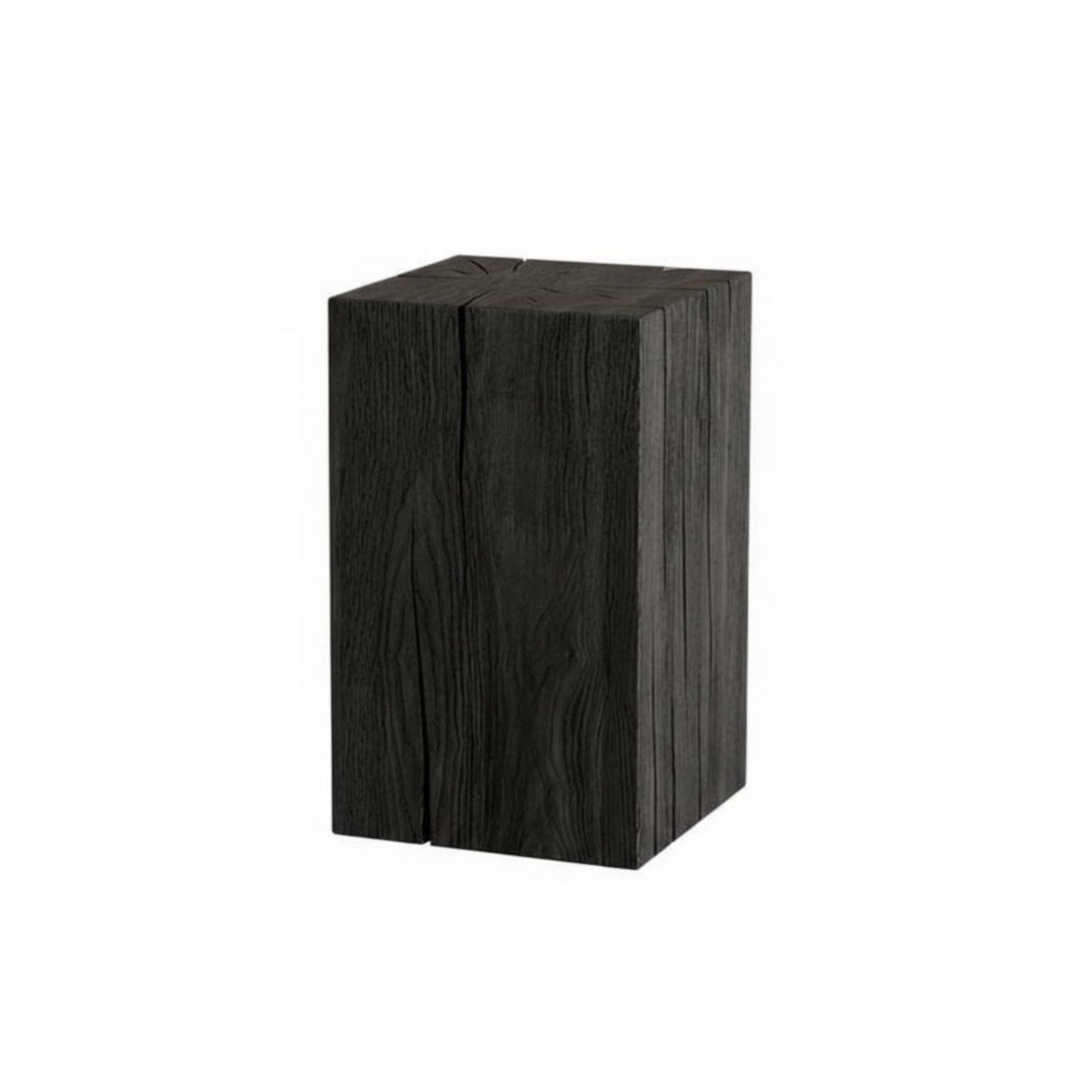 pure Wood Carbonized Square Log Block Wabi-Sabi Design Plant Stand Rustic Aesthetic Accent Table Multi-Functional for Home Decorators, Homeowners, Entryway, Living Room, Bedroom, Balcony