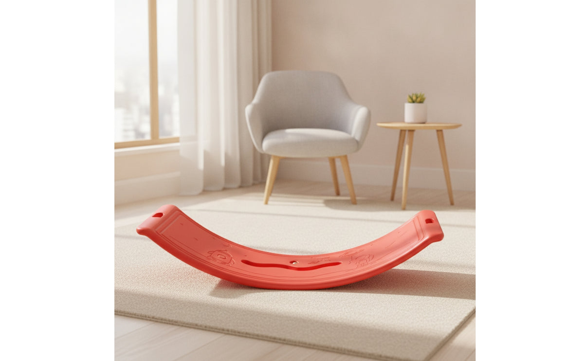 Molded Plastic Rocker Board Textured Balance Board with Handles Indoor Exercise for Children, Toddlers, Home Gym, Playroom, Sensory Room