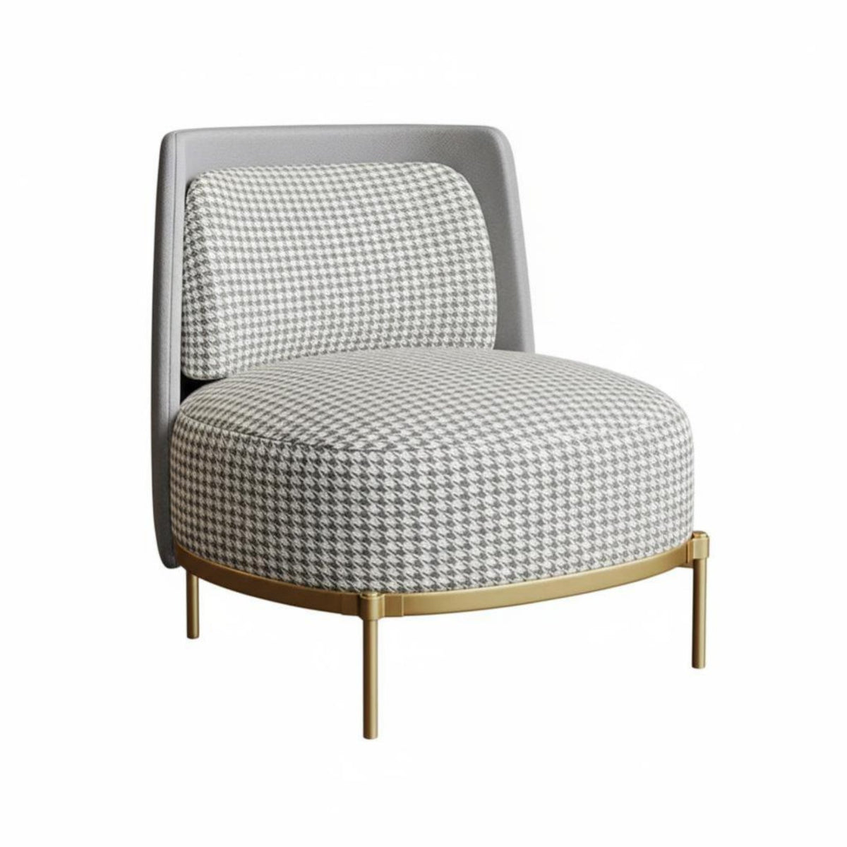Houndstooth Armchair Light Luxury Aesthetic Patterned Upholstered Armchair Modern Design Support for Adults, Hotel Lobby