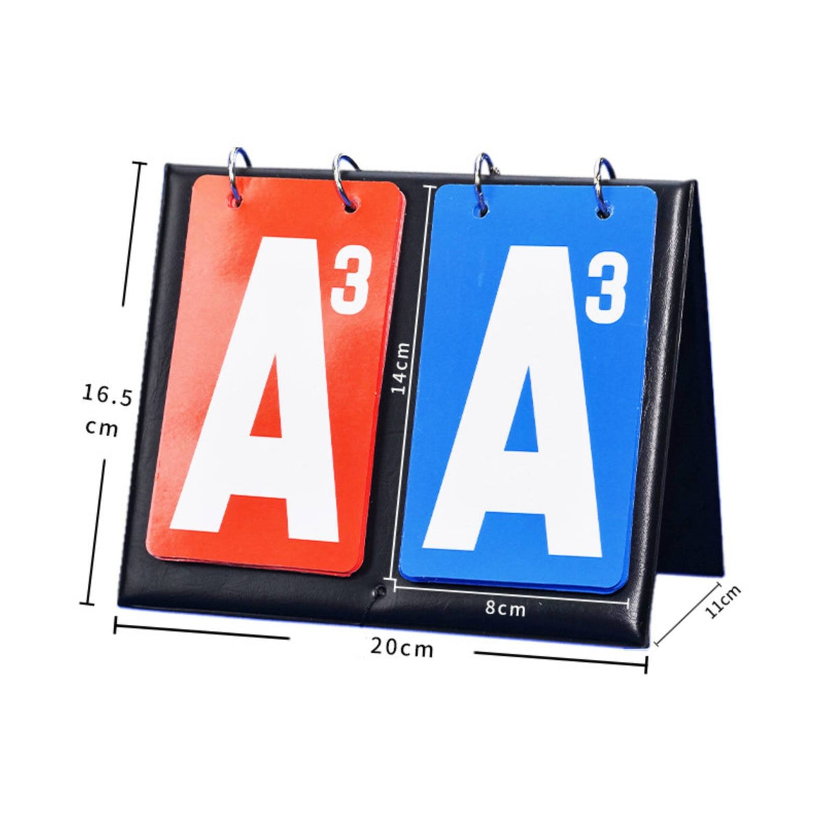 Spiral Binding Guandan Score Board Red and Blue Cards Flip Score Board Large White Letters Manual Flip Scoreboard Black Cover for Match Play