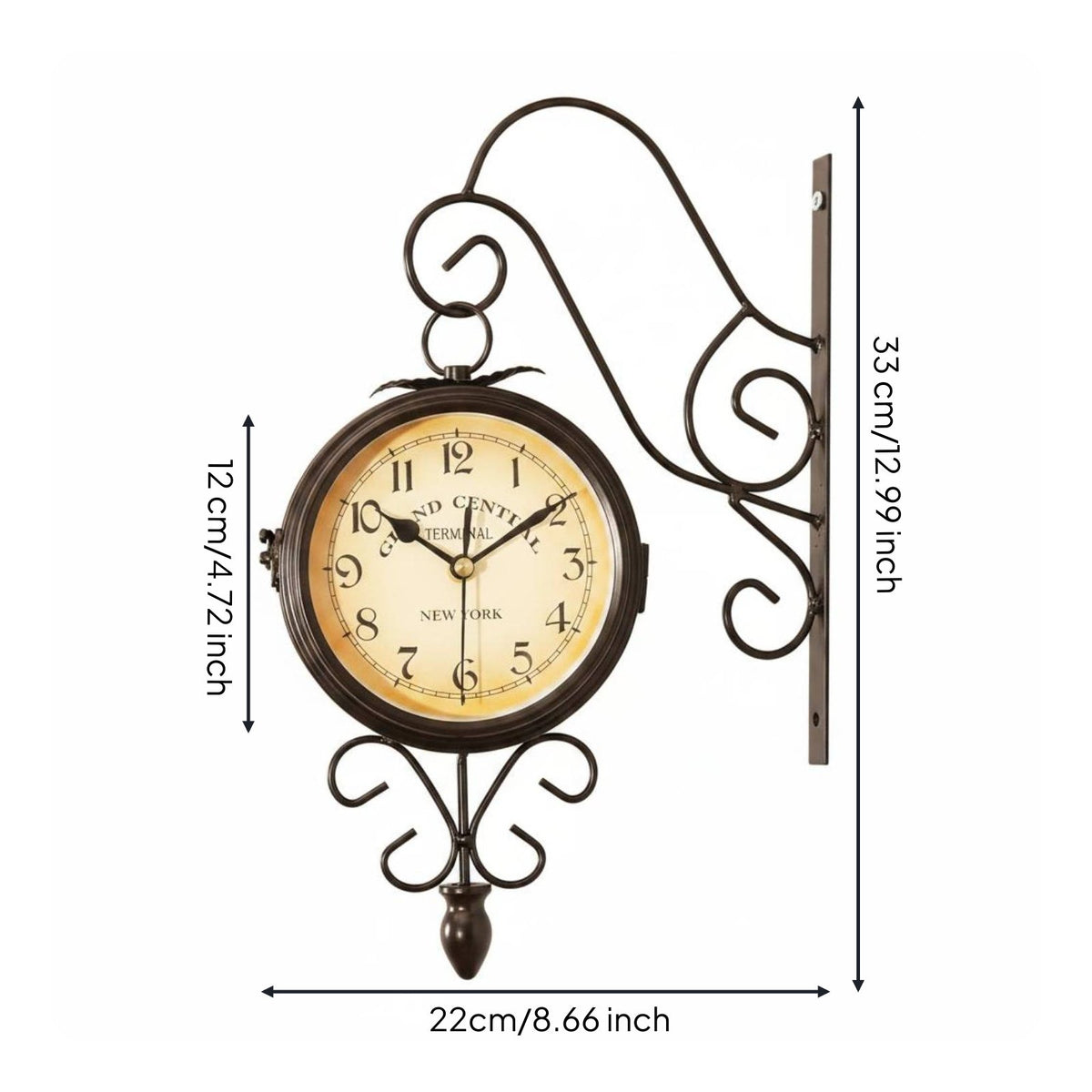 Double-Sided Wall Clock Easy to Read House Decoration for Living Room, Patio