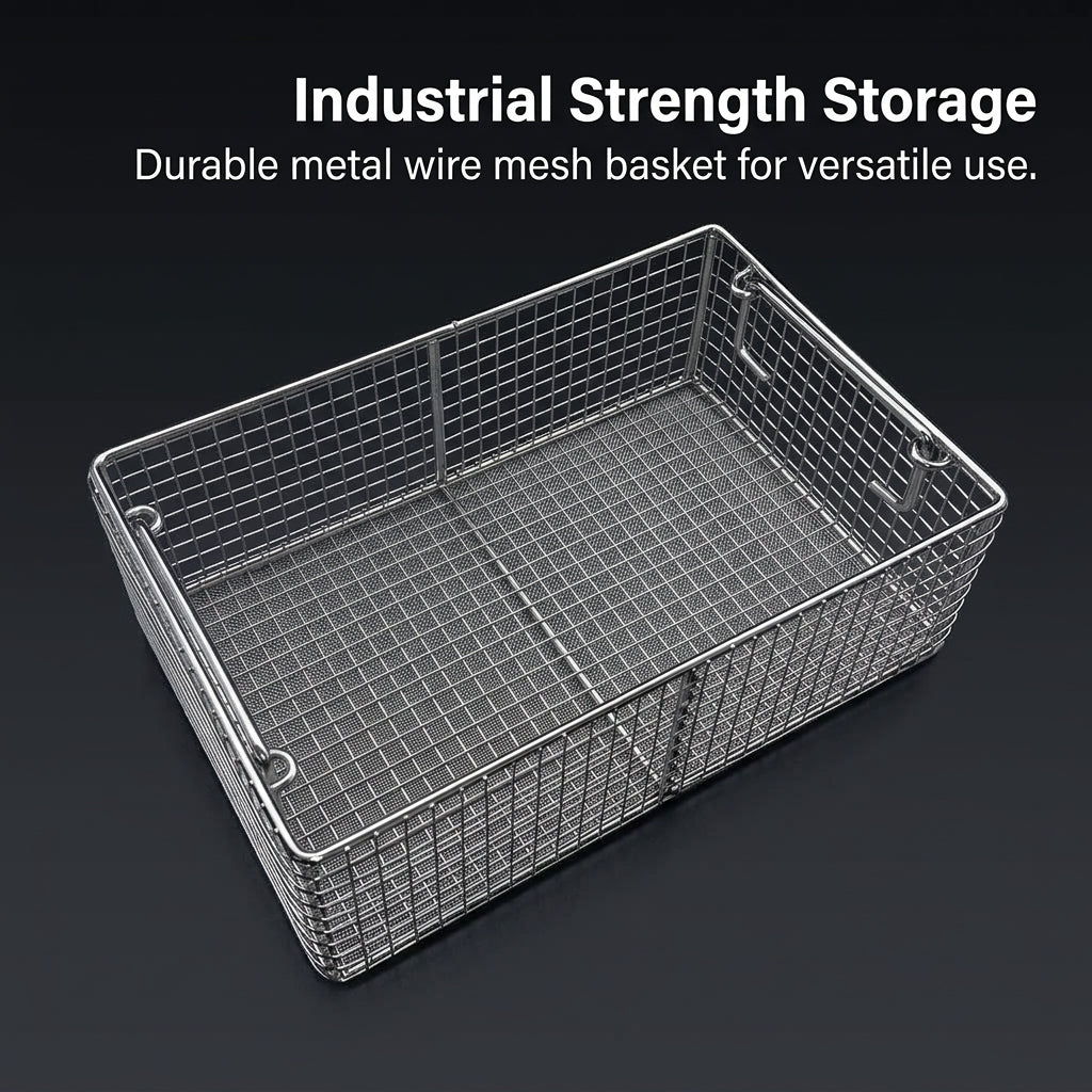 Hanging Basket Metal Wire Storage for Pantry Organisers and Garage 304 Stainless Steel with Handle for Kitchen Cupboards