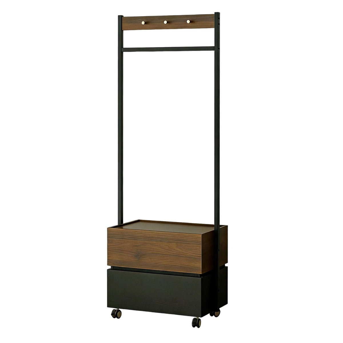 Nightstand with Clothes Hanger Integrated Storage Bedroom Furniture Multi-Functional Space-Saving for Dorm Room, spacious Closet