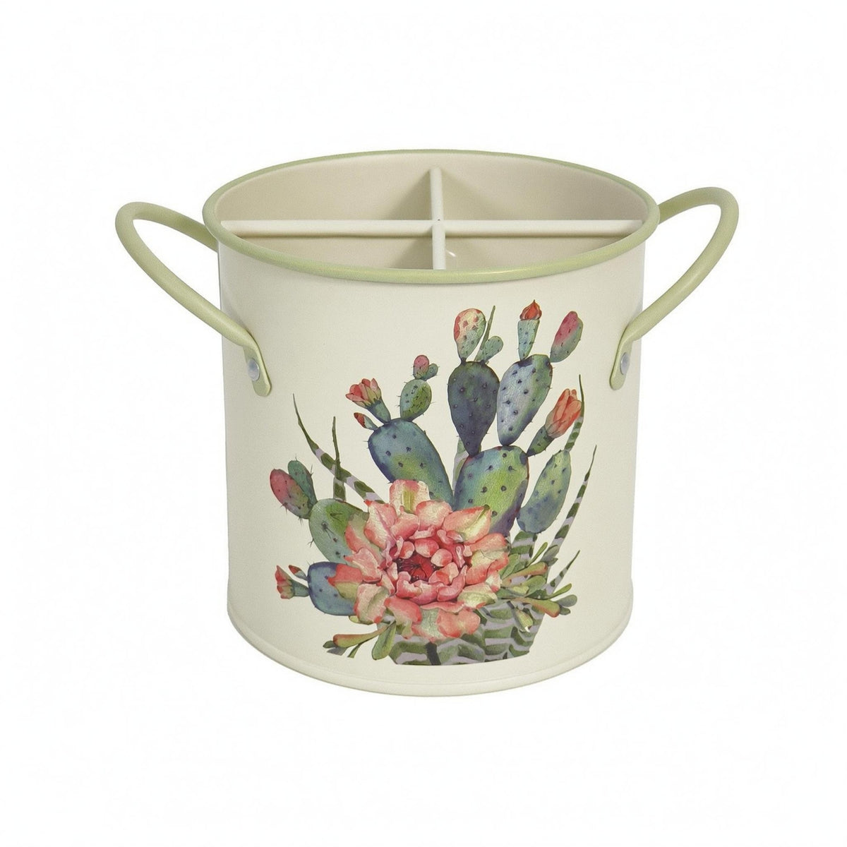 Four-Compartment Cup Smooth Finish Metal Storage Cup for Desk, Kitchen
