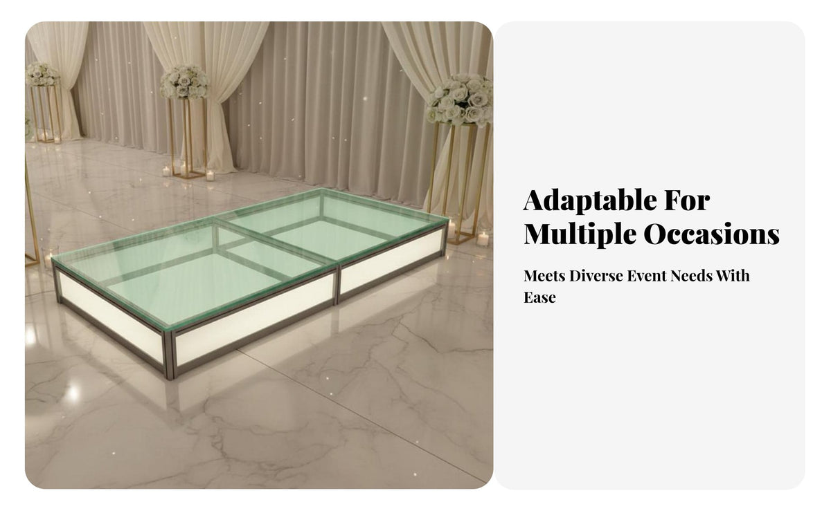 Illuminated Glass Stage Modular Design Reinforced Glass Catwalk Heavy Duty up Walkway for Wedding Organizers, Nightclubs, Exhibitions, Weddings