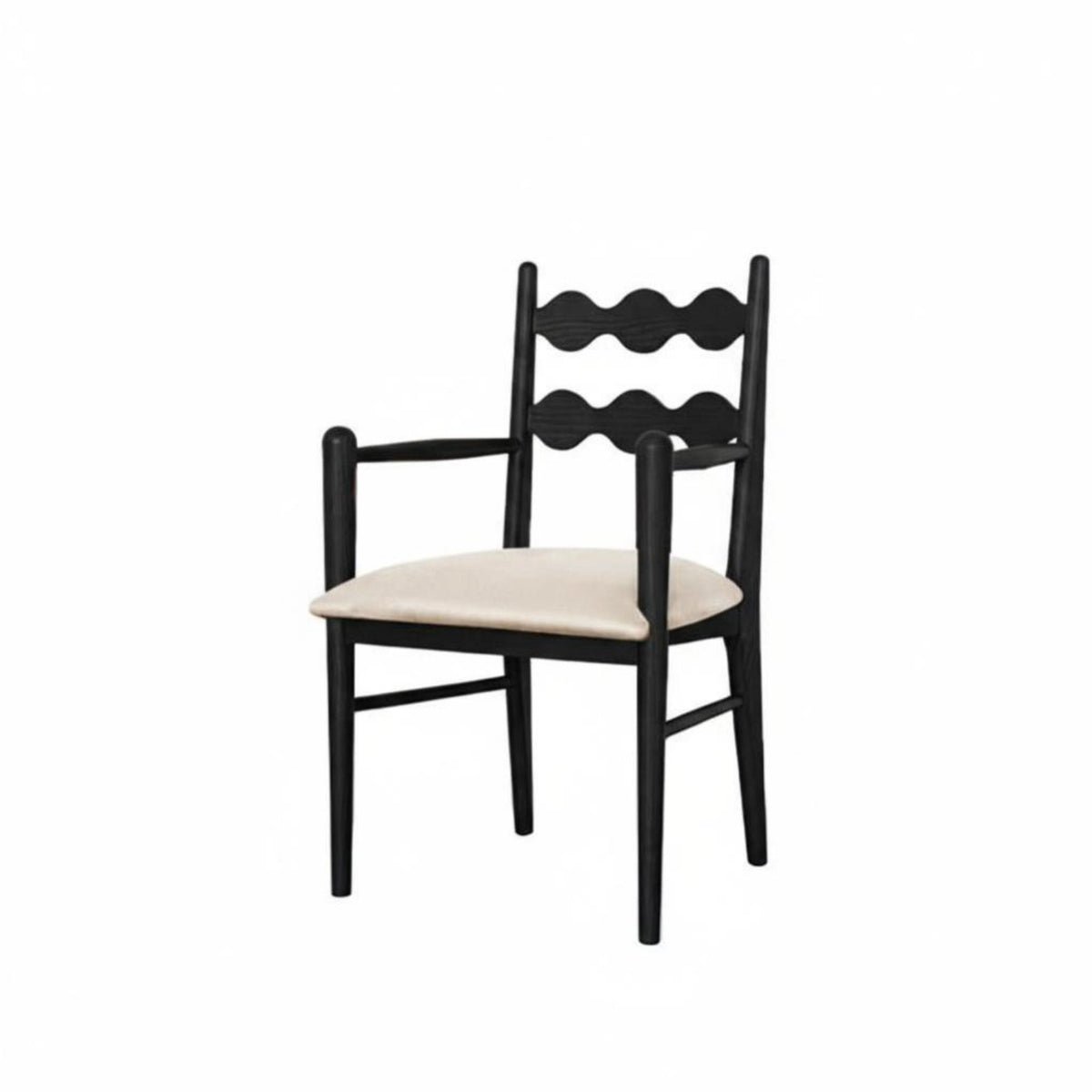 Cane rear Armchair French and designd Dining Chair With Armrests Upholstered pad for Adults, residents, Study, Kitchen, Cafe
