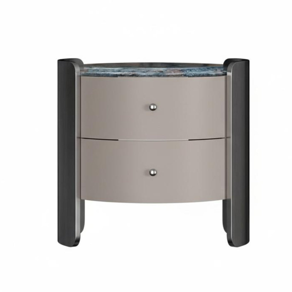 Rounded Two-Drawer End Table versatile Nightstand Minimalist artistic aesthetic