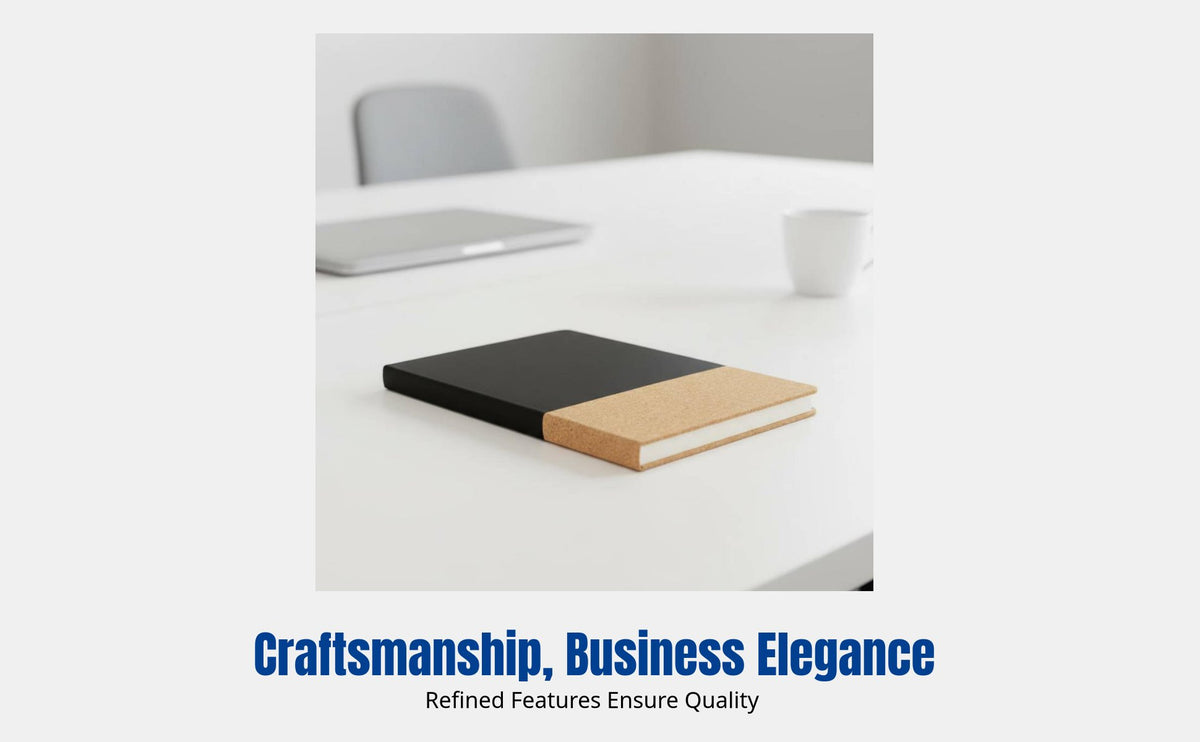 Cork Notebook Set, Chinese Design, PU Cover, Personalized Insignia, Business Notes, Compact Notebook, Office Gift, Event