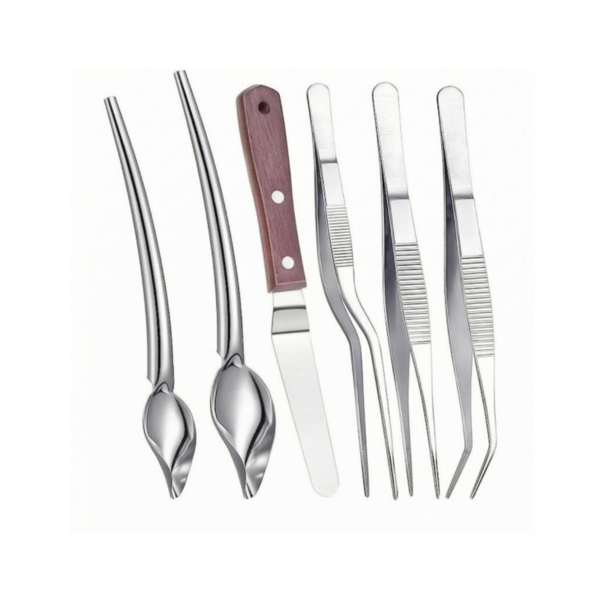 6 Pieces Drizzle Spoon Set Easy to Clean Cooking Tweezers Plating Tweezers