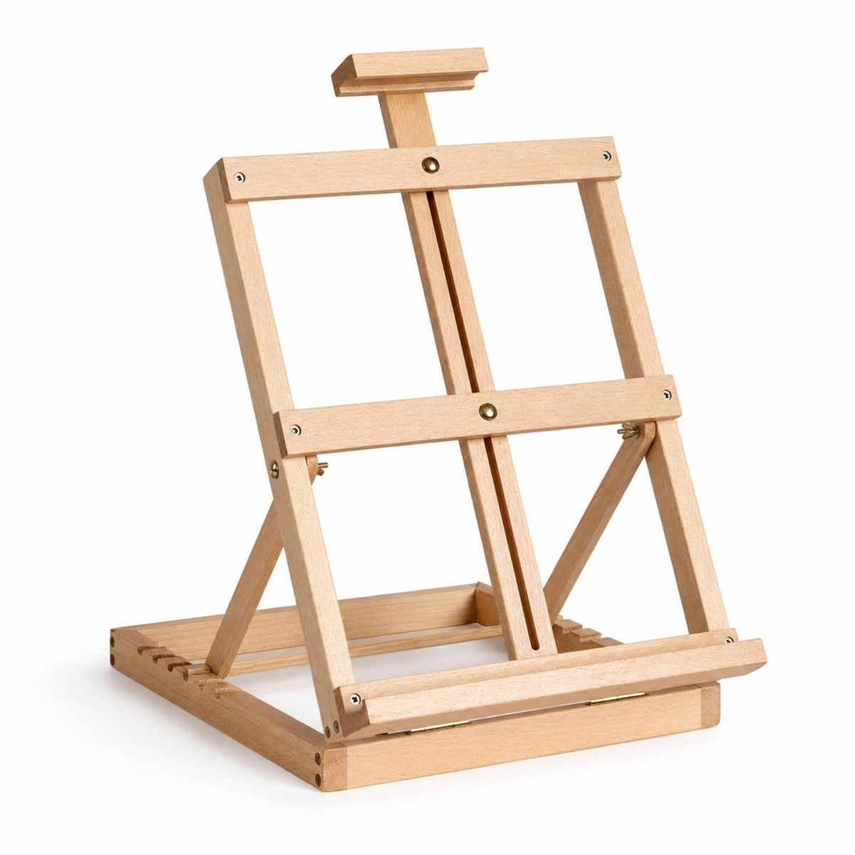 Beechwood Desktop Sketchbox Easel Portable Artist Box with Easel Foldable Art Supply Natural Wood for Studio Work