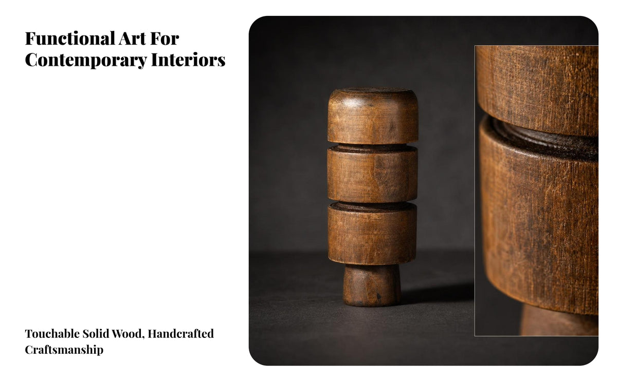 Minimalist Standing Sculpture | Abstract botanical figure, Handcarved, Wood Carving Decor, for Bookshelf
