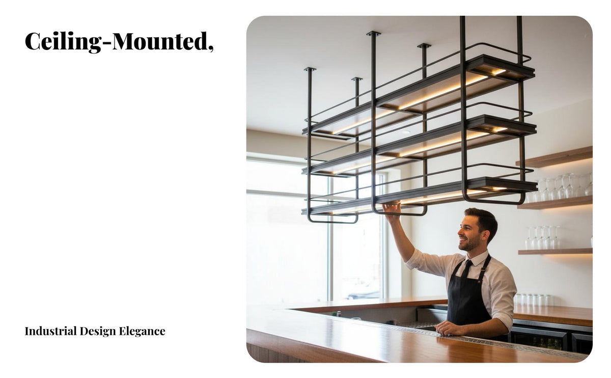 Strong Load-Bearing Illuminated Bar Display Shelf Sturdy and Long-Lasting LED Bar Shelf Large Capacity LED Light Hanging Cabinet Easy Installation for Restaurant Owners, Interior Designers, Homeowners, Dining Room, Basement, Kitchen