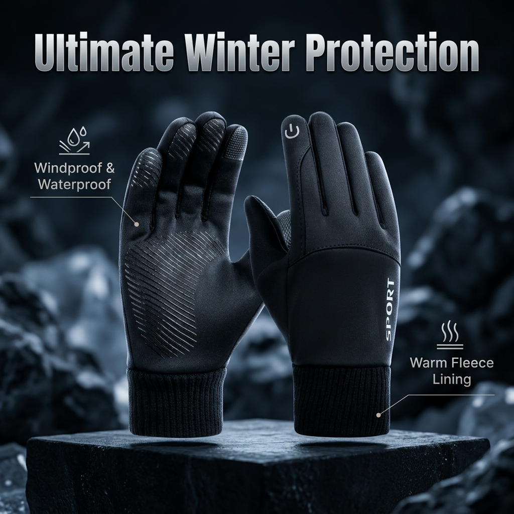 Winter Touchscreen Gloves for Men Waterproof, Fleece Lined Thermal Cycling Windproof Sports for Skiing and Biking
