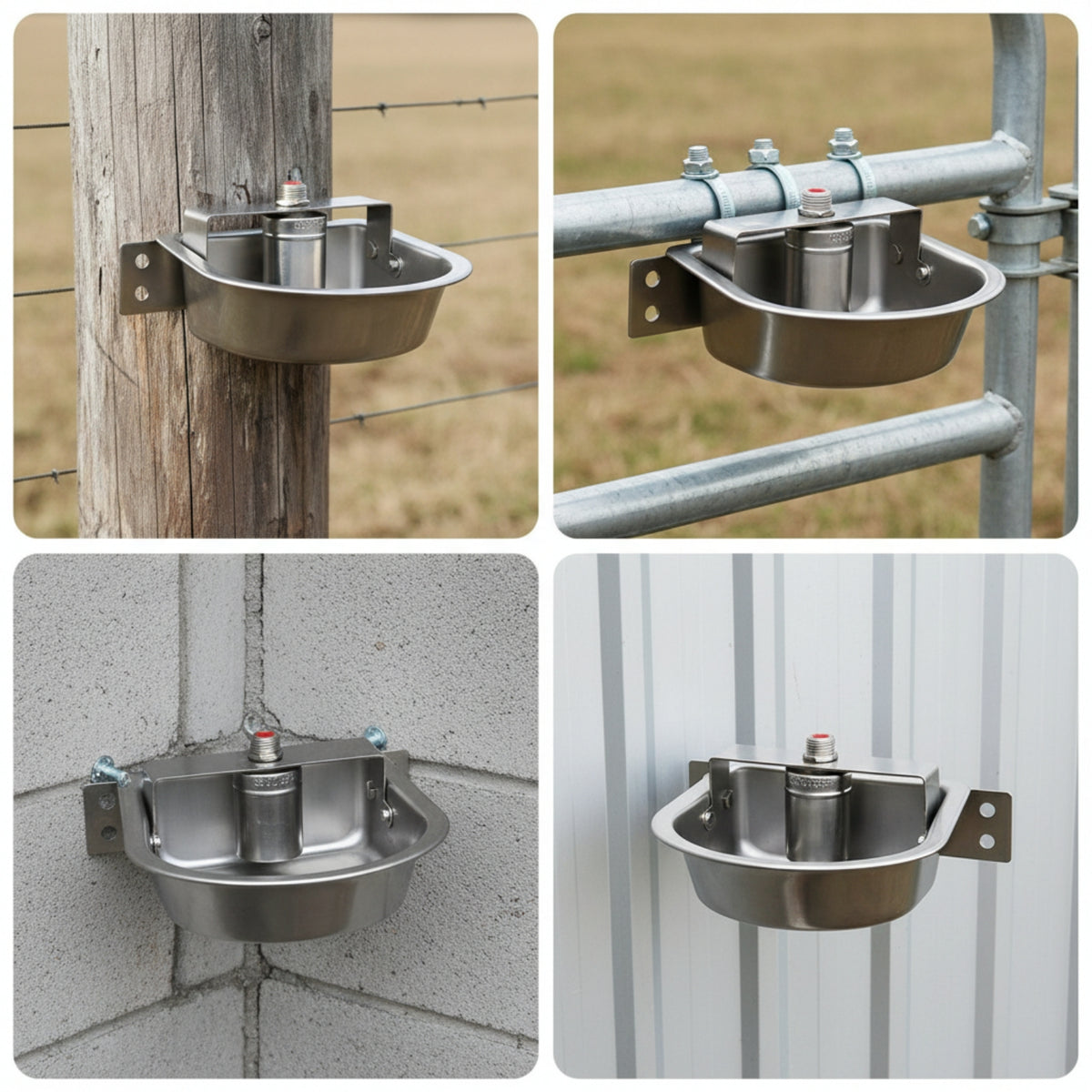 304 Stainless Steel Automatic Drinking Water Bowl with Buoyancy Valve Valve Wall-Mounted Automatic Water Bowl with Buoyancy Valve Valve Self-Filling Rust-Resistant for Livestock, Horses, Cattle, Barn, Stable, Pasture, Kennel