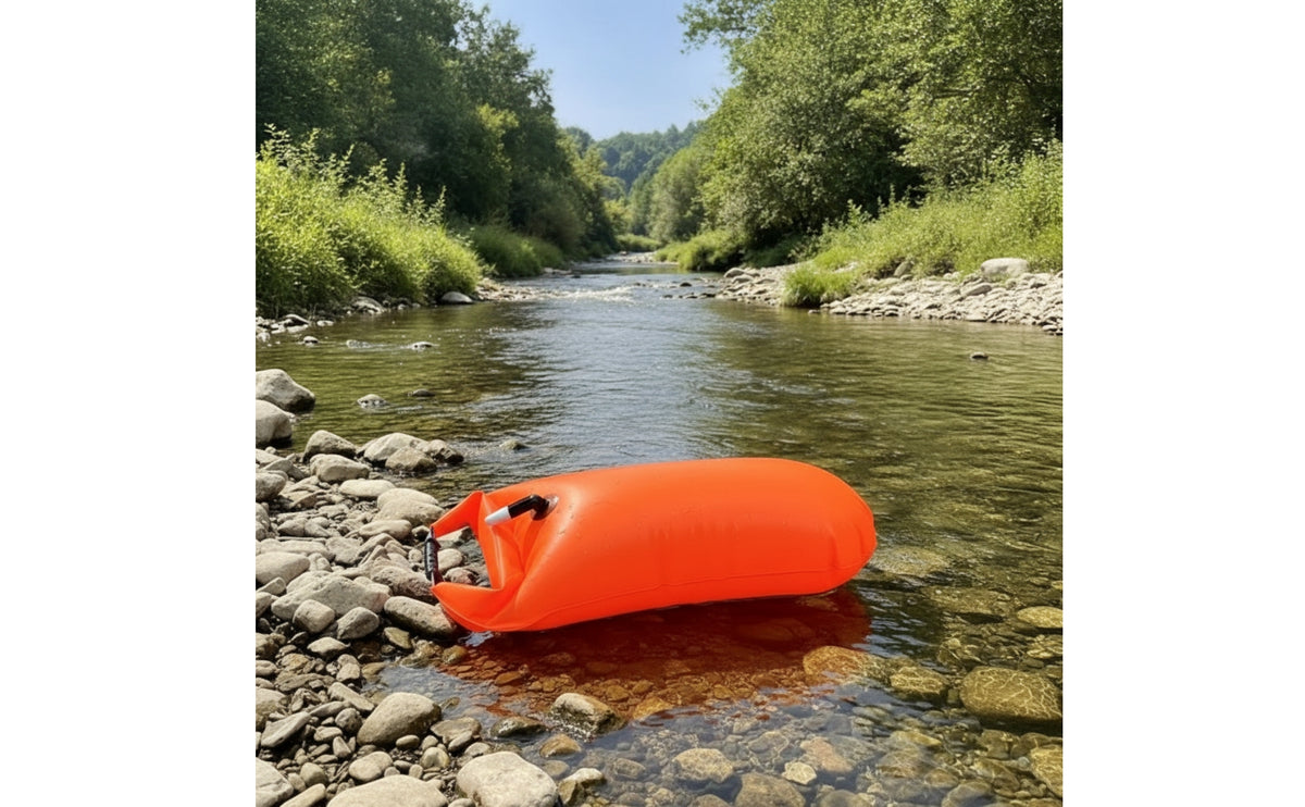 High-Visibility Inflatable Swim Buoy Open Water Swimming Safety Buoy Lightweight Swim Bubble Portable for Swimmers, River Swims, Beach