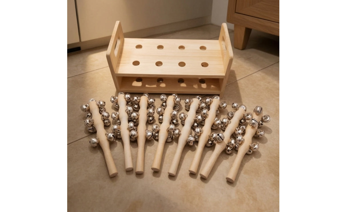 Hand Bell with Rack Reflective Shaker Bell Toy Instrument for Young Children, Playroom