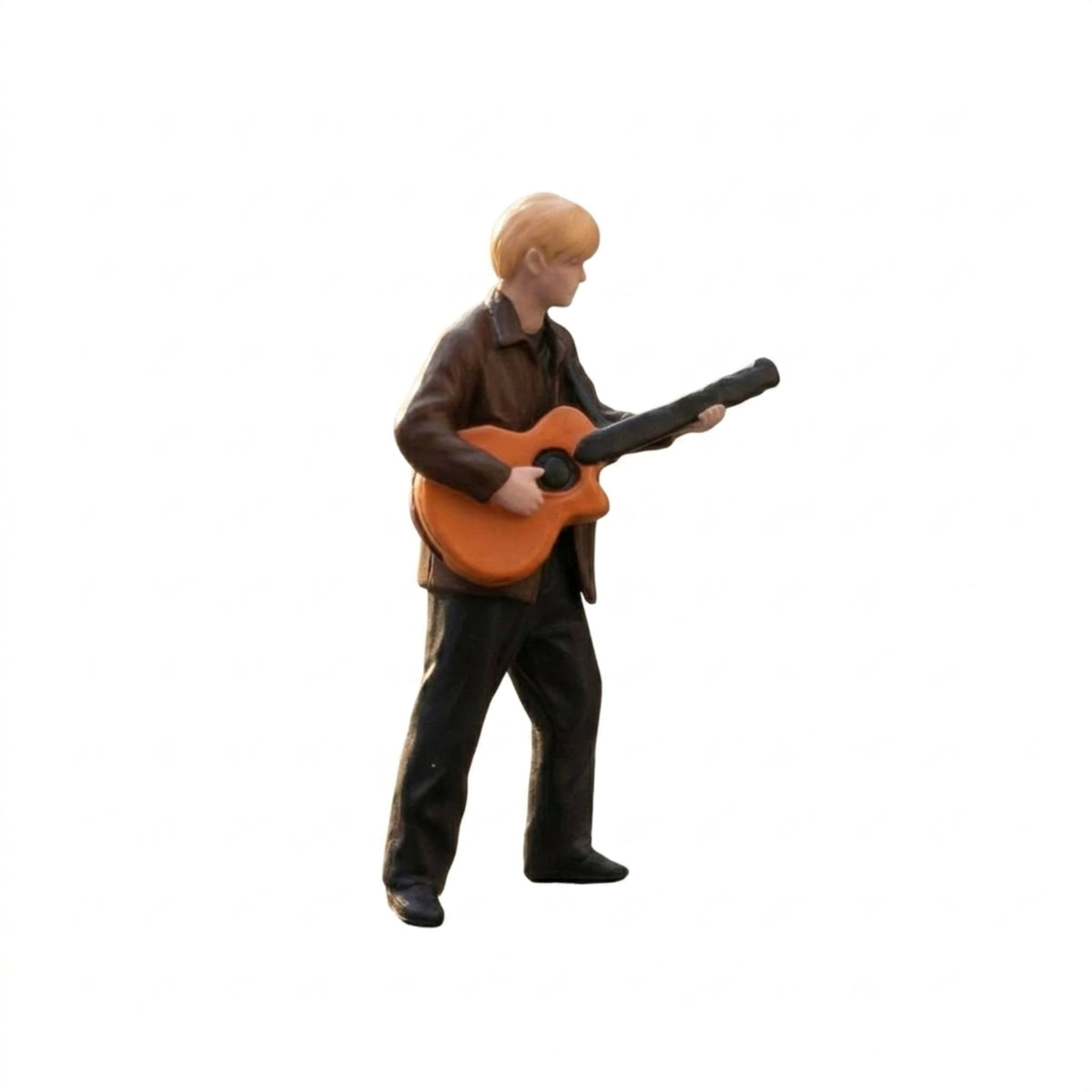Acoustic Guitarist Figurine Display Use Hand-Painted Resin Figurine Model Scene Figure