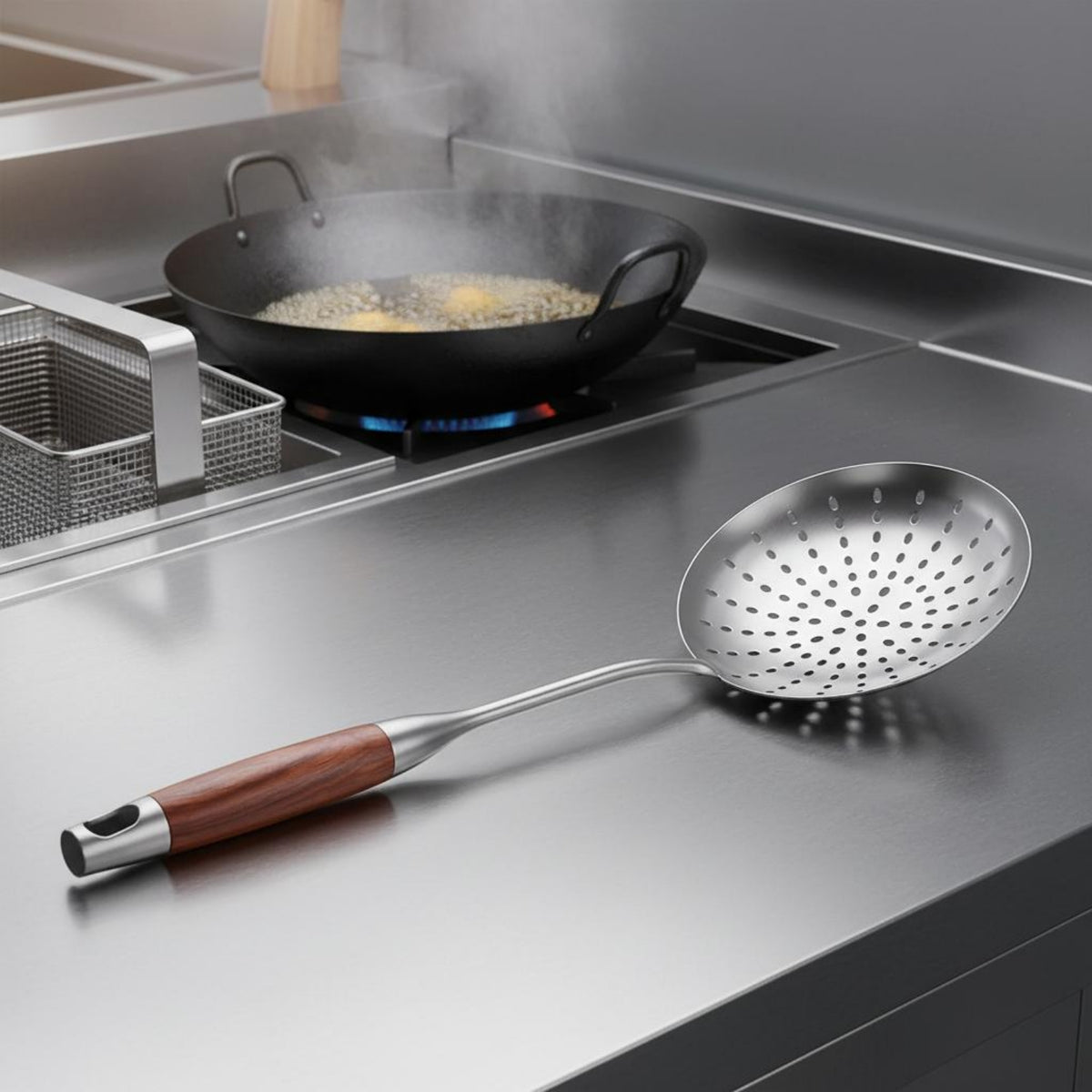 Perforated Skimmer Ladle Hanging Hole Stainless Steel Skimmer Large Slotted Spoon
