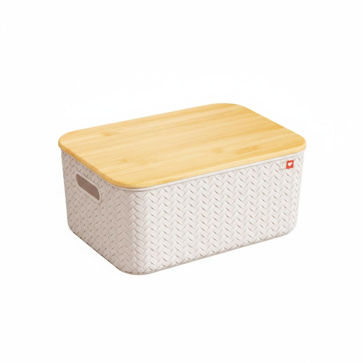 Plastic Box with Bamboo Lid multipurpose Organizing Container Built-in Handles