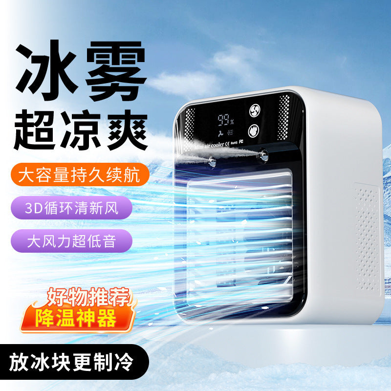 Mini Air Conditioner Fan Desktop Cooling Fan with Mist Humidifier