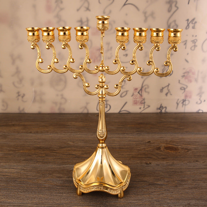 Metal Nine-Branch Candelabra for Wedding and Event Decoration