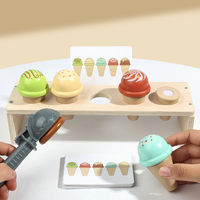 Wooden Ice Cream Matching Toy for Kids, Montessori Early Education, Focus Training