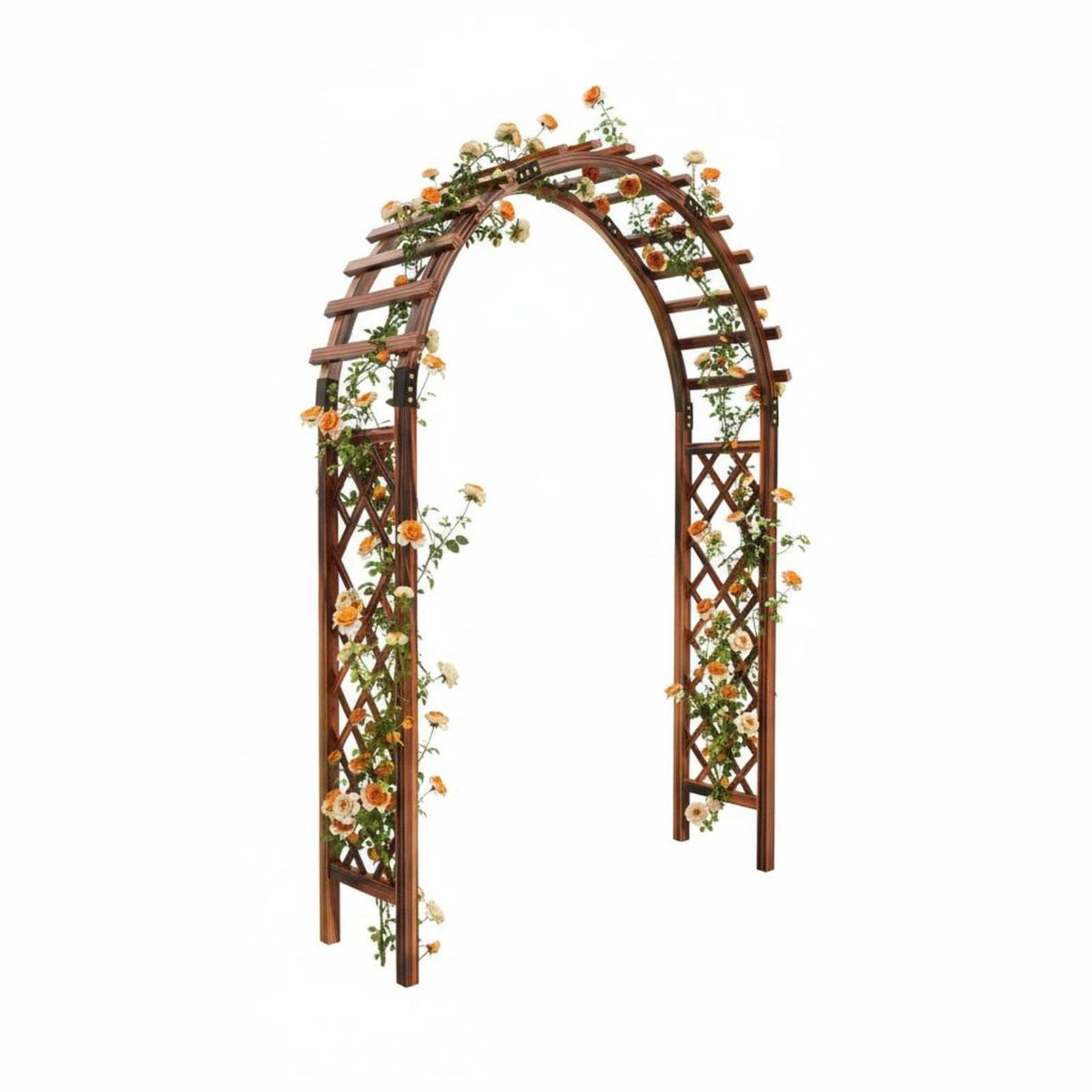 Wooden Garden Arch Outdoor Trellis Arbor Rose Support Solid Wood Weather Resistant Structure Metal Reinforced Suitable for Homeowners Event Planners Pathway Entrance Courtyard Patio