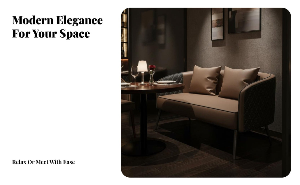 Light Luxury Design Modern Booth Sofa and Table Set Modular Combination Quilted Back Restaurant Seating Space-Saving Upholstered Loveseat and Armchair Solid Wood Frame for Cafe Owners, Homeowners, Milk Tea Shop, Office Reception, Lounge Area, Hotel Lobby