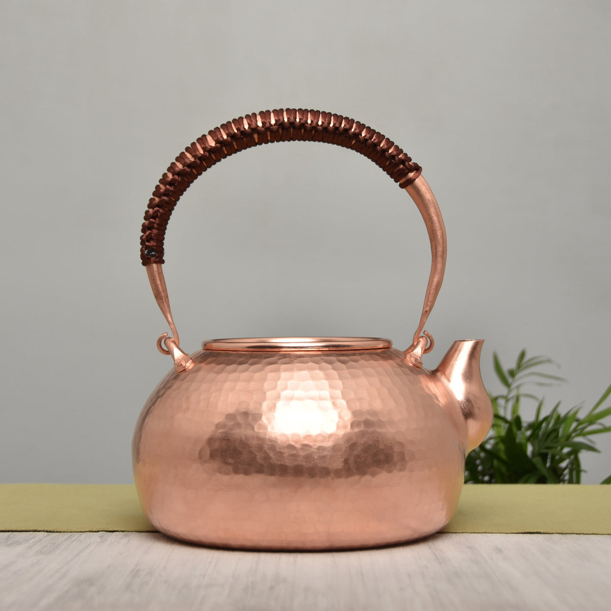1.2L Thick Pure Copper Kettle with Handle, Hand-Hammered Teapot