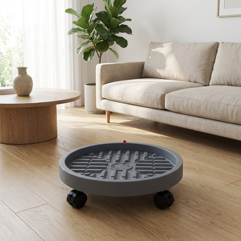 Plant Trolley with Water Collection Tray, Round Plant Pot Base and Tray, Floor Standing Pot Mover with Casters for Indoor Use
