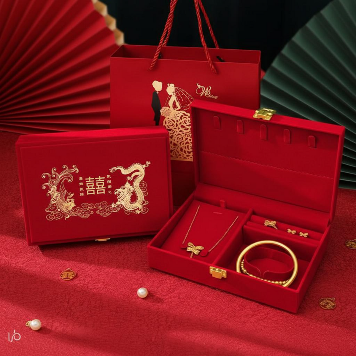 Gold wedding keepsake box