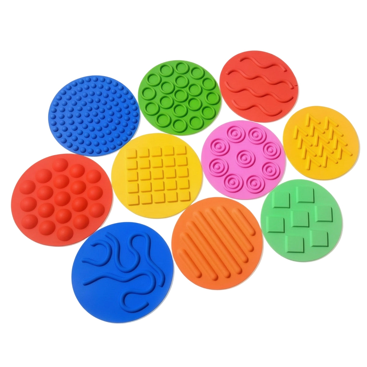 10 Pieces Round Sensory Massage Orthopedic Mat Soft Tactile Sensory Mats Safe Non-Slip for Toddlers, Playroom