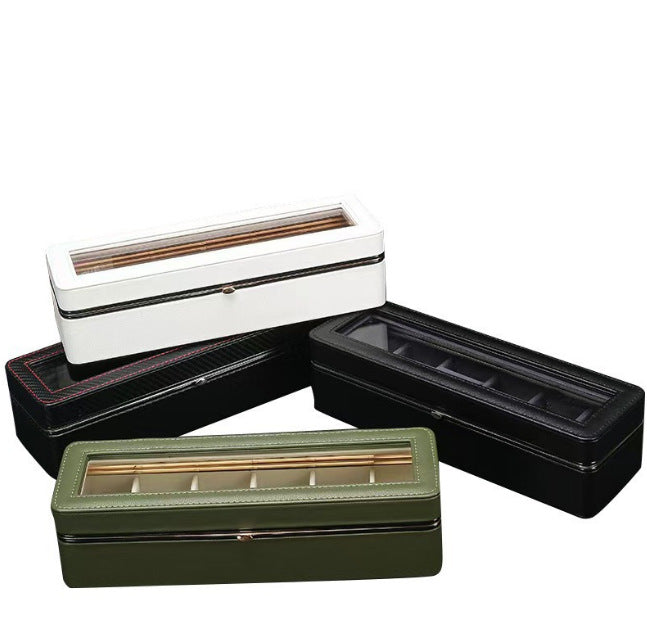 Watch Box with PU Leather and Metal Frame, Glass Top, Storage and Display Packaging