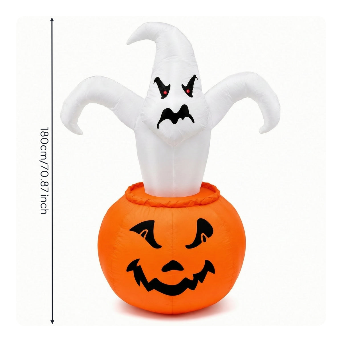 Glowing Inflatable Decoration with LED Light Outdoor Ghost with Pumpkin Tall Inflatable Halloween Decor Bright for Yard