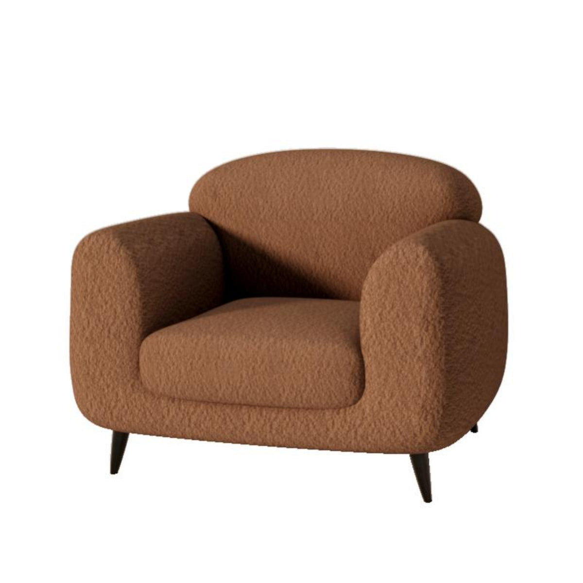 Wabi-Sabi Design Curved Teddy Armchair Nordic aesthetic Upholstered Barrel Chair Boucle Fabric Home Seating Ergonomic Backrest for Homeowners, Interior Designers, Living Room, studying corner, Lounge Area, Apartment