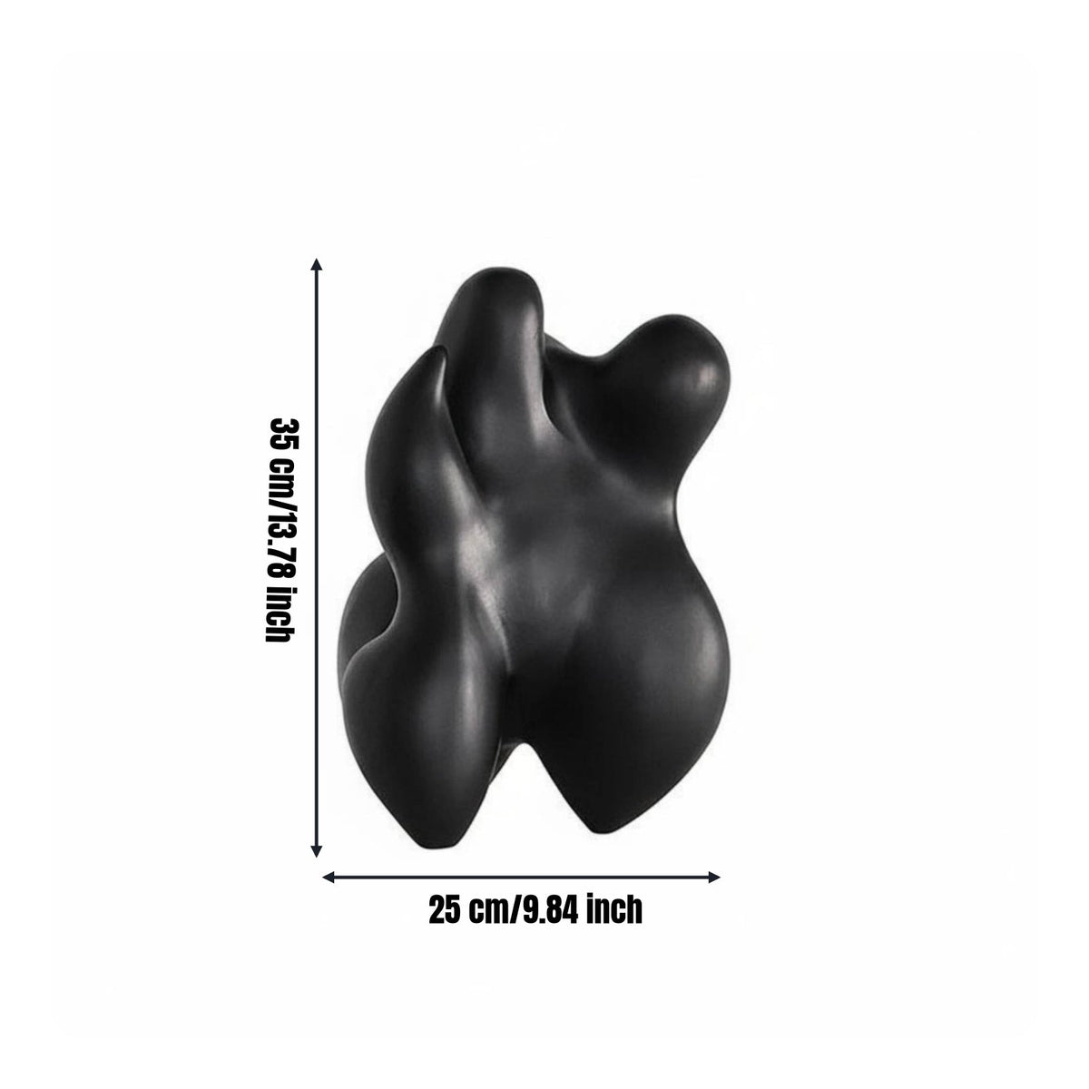 Black Abstract Sculpture Luxury Accent Biomorphic Art Figurine Unique Design