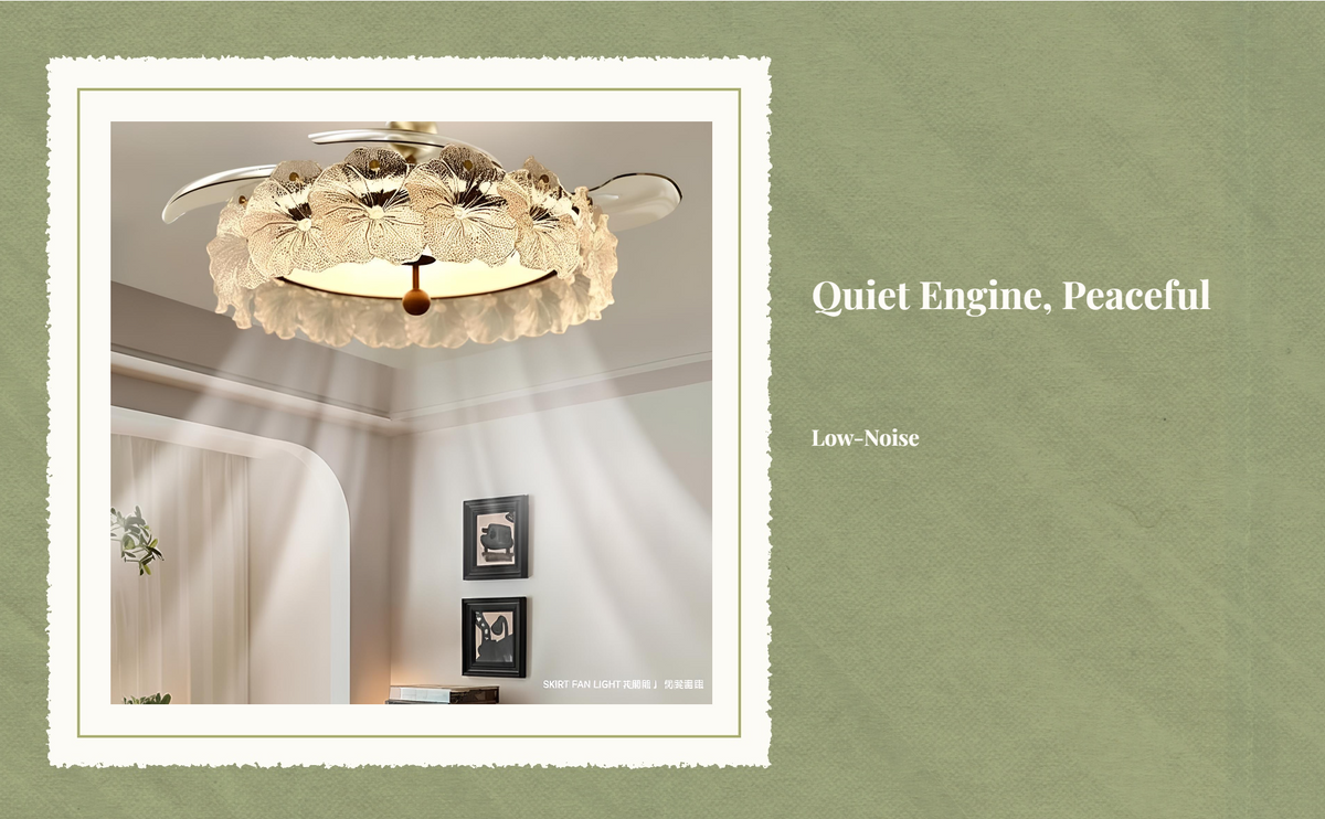 Dimmable LED fandelier, quiet motor