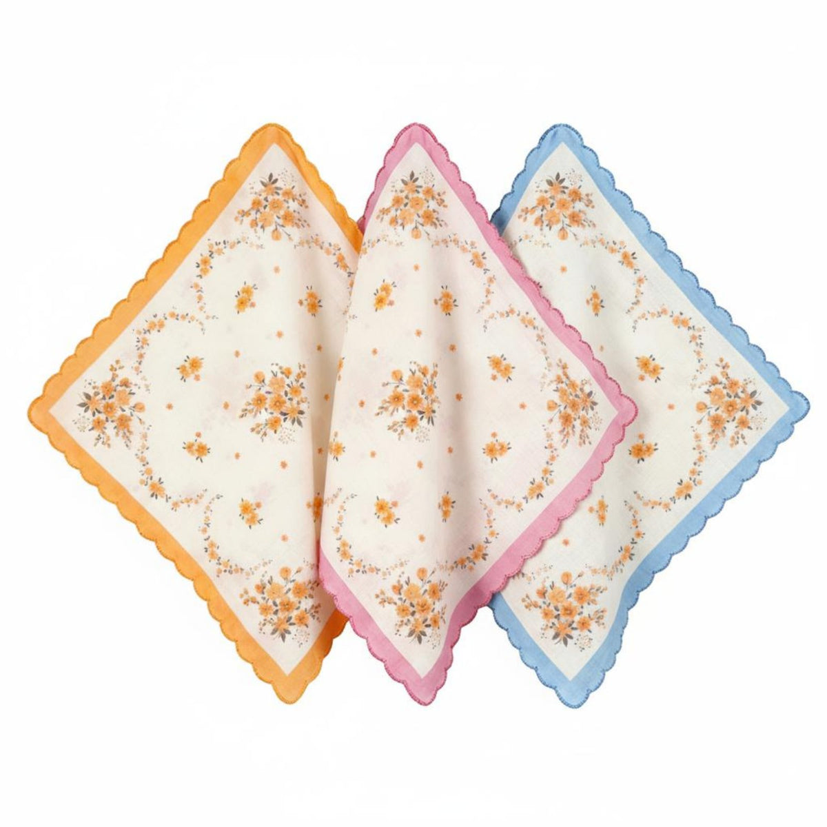 3 Pieces Floral Print Handkerchief Absorbent Women's Ideal Gift Edge Pocket Square