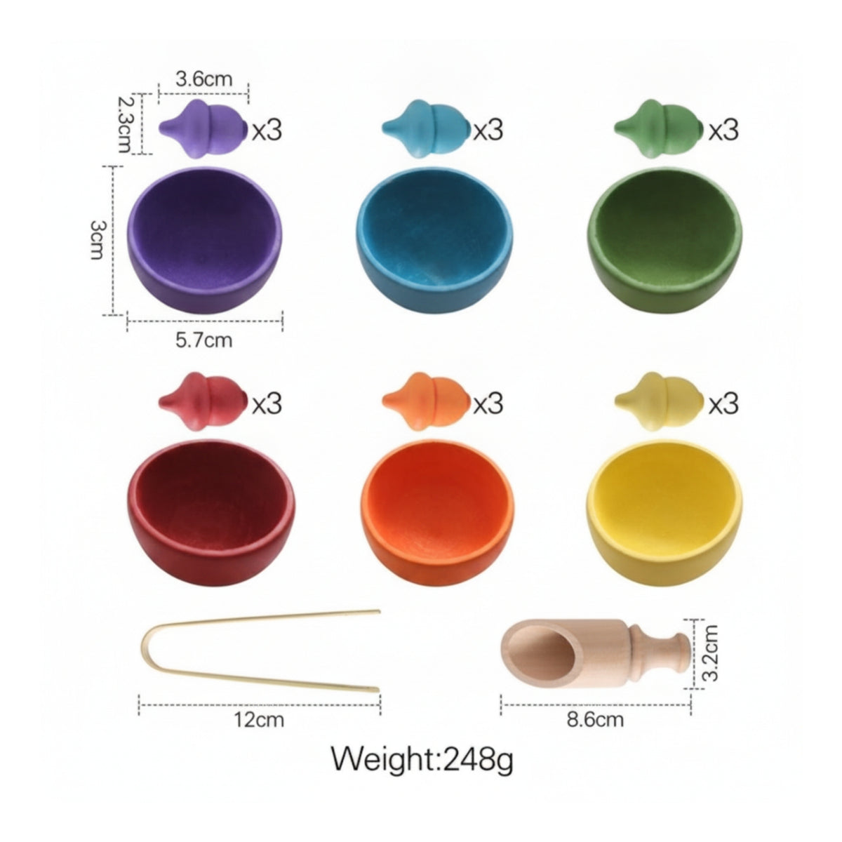 Sorting Toy with Tweezers Wooden Color Sorting Toy Child-Centered Fine Motor Skills for Preschoolers, Homeschool, Playroom