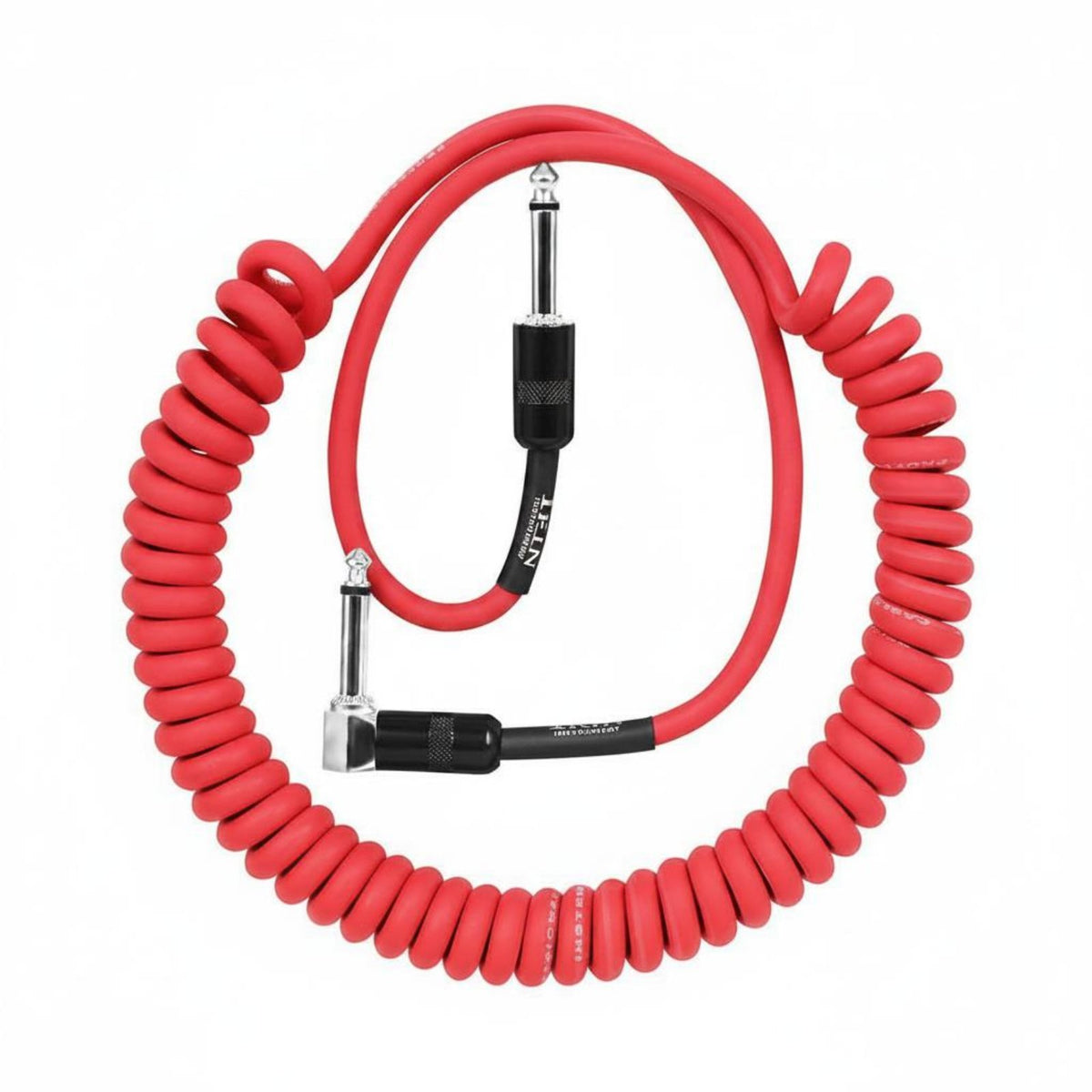 Noise Canceling Male to Male Guitar Cord Stable Transmission Transfer Coiled Guitar Cable Right-Angle Instrument Lead for Stage Performance, Studio Recording