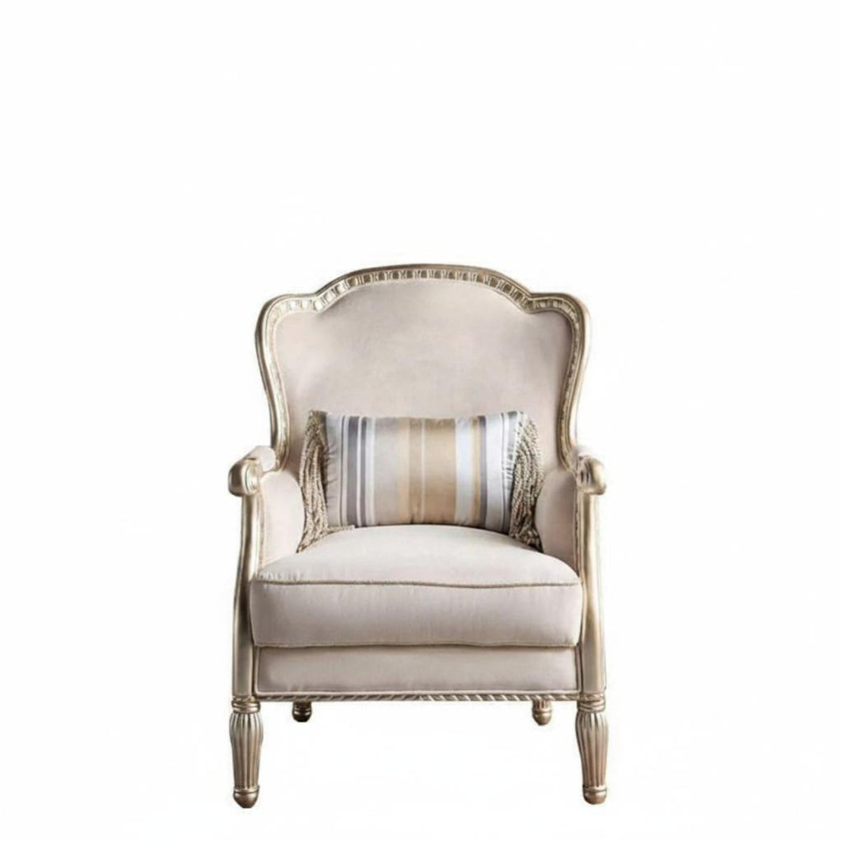 3 Pieces Ornate Carved Frame Couch Set French Design Living Room Furniture Floral Carvings Tufted Upholstery for Families
