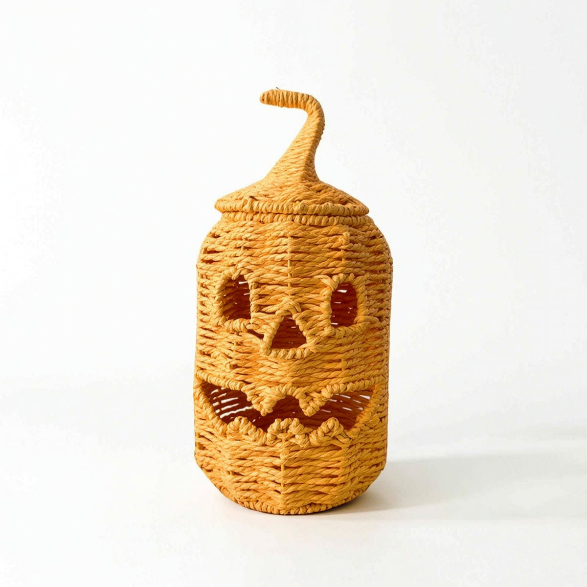 Pumpkin with Jack-O'-Lantern Face Halloween Woven Jack-O'-Lantern Woven Pumpkin Rustic Tabletop Ornament Braided for Entryway