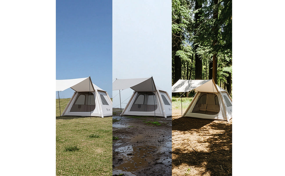Quick Setup Inflatable Tent with Awning Heavy Duty Air Tent with Canopy Breathable Inflatable Cabin Spacious for Families