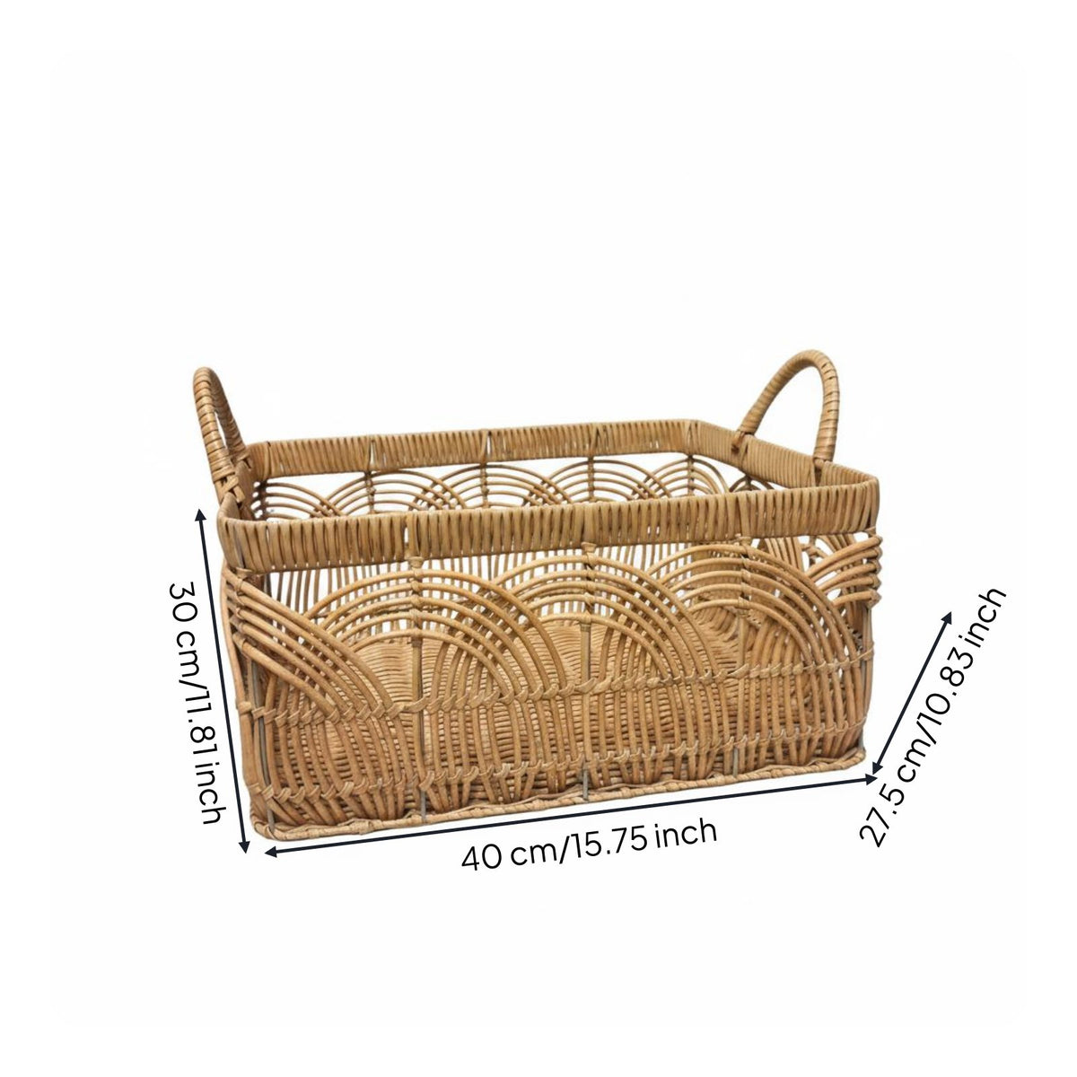 Woven Laundry Hamper Handles Faux Rattan Basket Easy to Clean Wicker Woven Basket for Bedroom